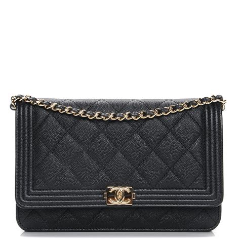 chanel boy wallet caviar black|CHANEL Caviar Quilted Boy Wallet On Chain WOC Black.